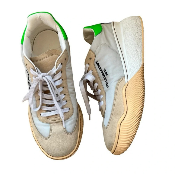 Stella McCartney Loop Lace Up Sneakers Neon Green White 37 Summer Streetwear - Picture 10 of 10